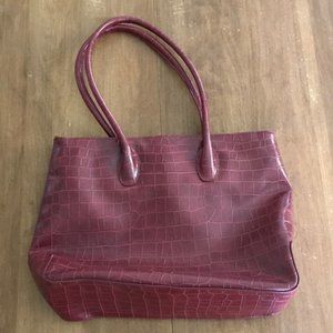 Red  Crocodile  Alligator Print Cleo Handbag Purse